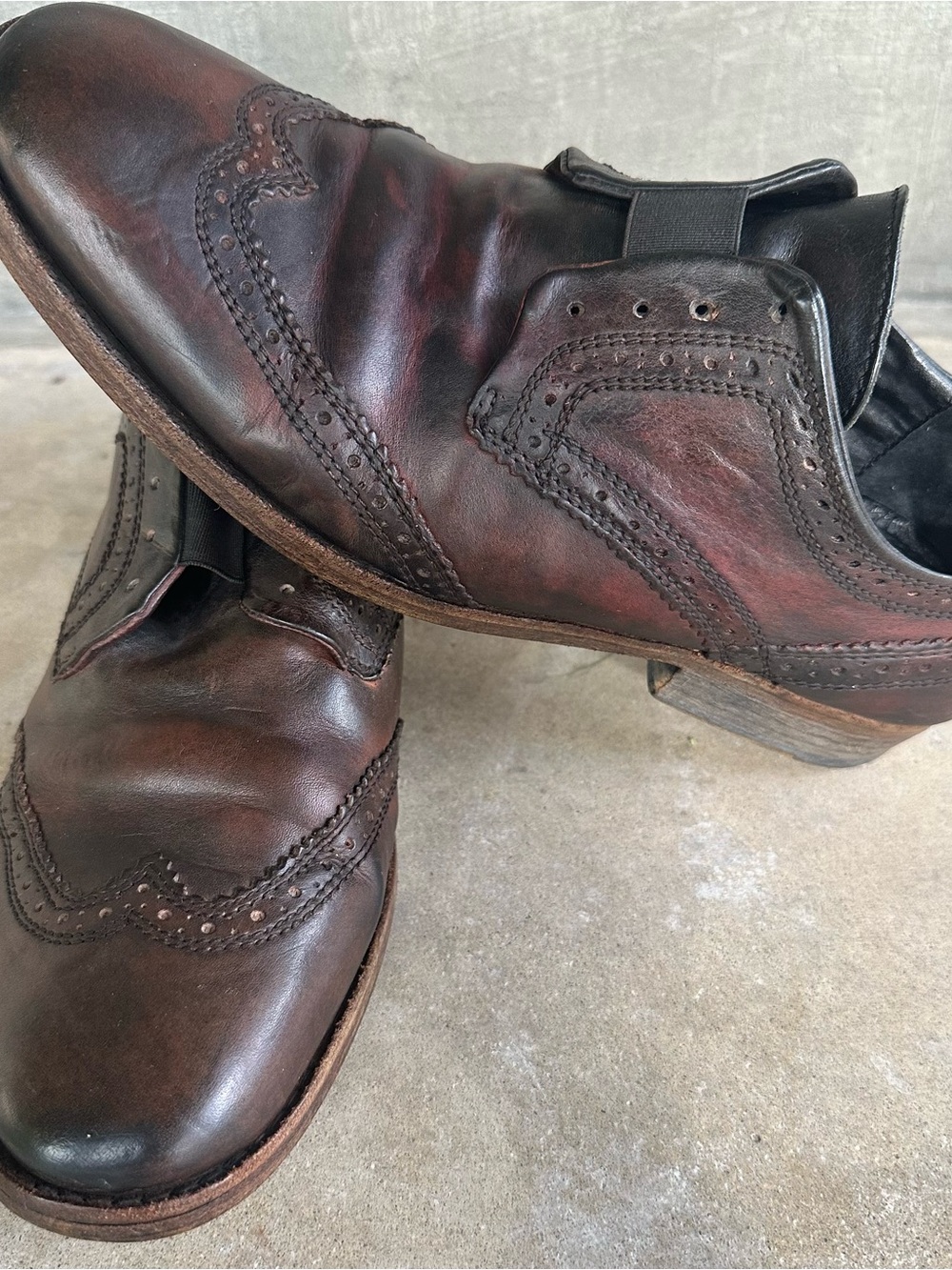 All Saints Brown Leather Wingtip Slip-On Brogues